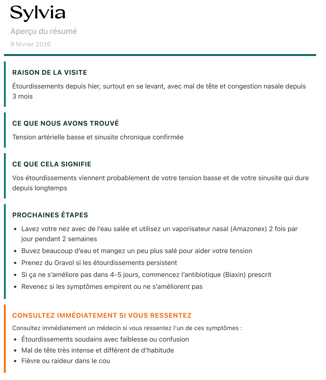 Résumé patient simple à partager